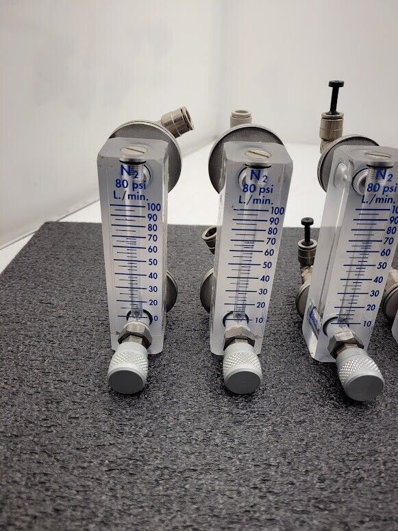 Lot of 6 Kobold 80 PSI N2 Nitrogen 10-100 L/min Adjustable Flow Meter AM120
