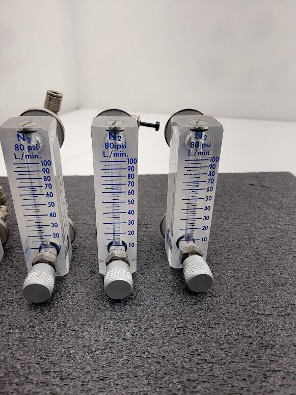 Lot of 6 Kobold 80 PSI N2 Nitrogen 10-100 L/min Adjustable Flow Meter AM120