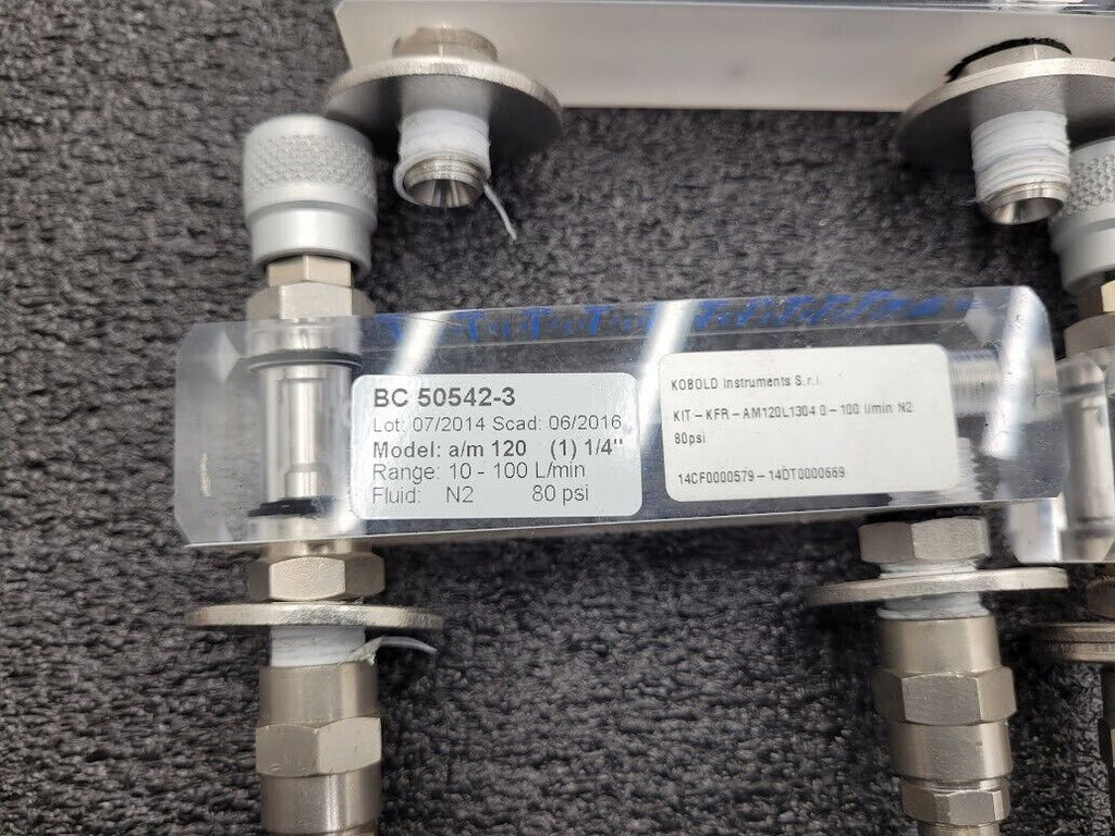 Lot of 6 Kobold 80 PSI N2 Nitrogen 10-100 L/min Adjustable Flow Meter AM120