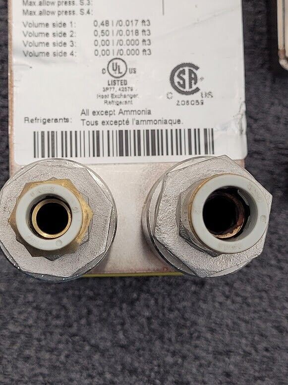 GEA GBS 100M-40 Brazed Plate Heat Exchanger 8"x4"x3" 40 Plates 450PSI 0.5l/0.48l