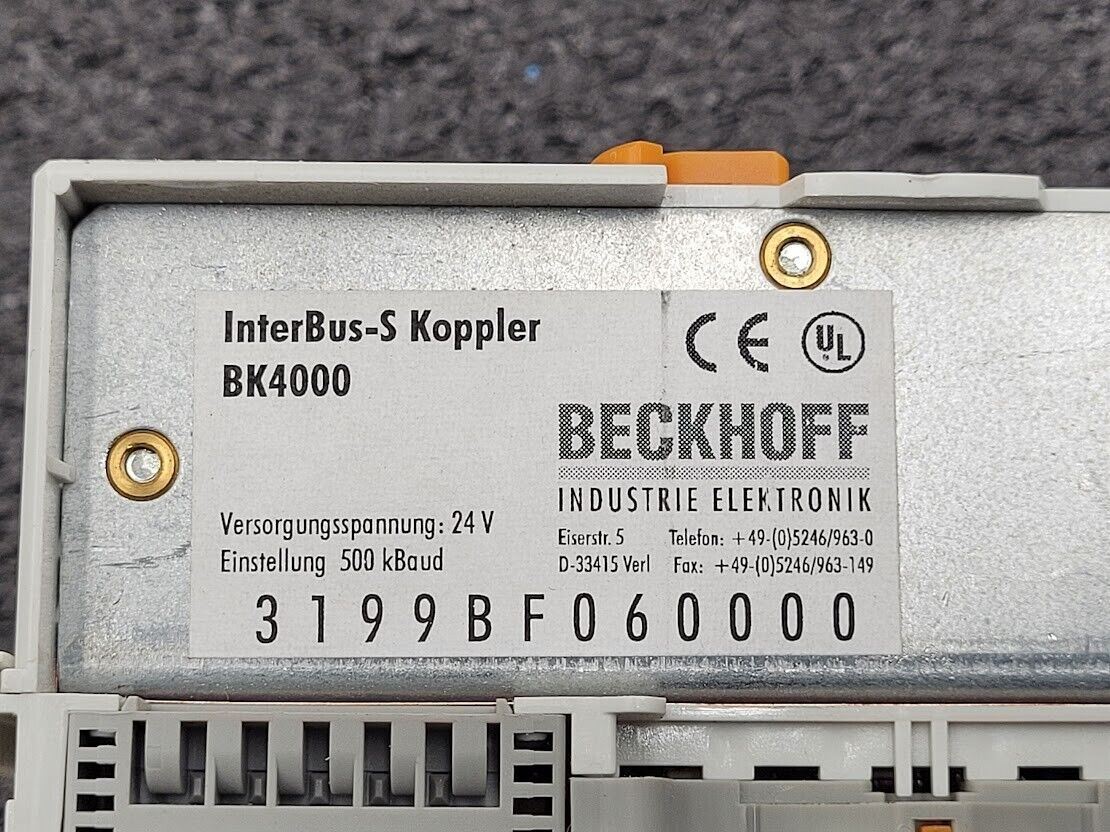Beckhoff InterBus-S Koppler Coupler BK4000 24VDC DB9 Connectors