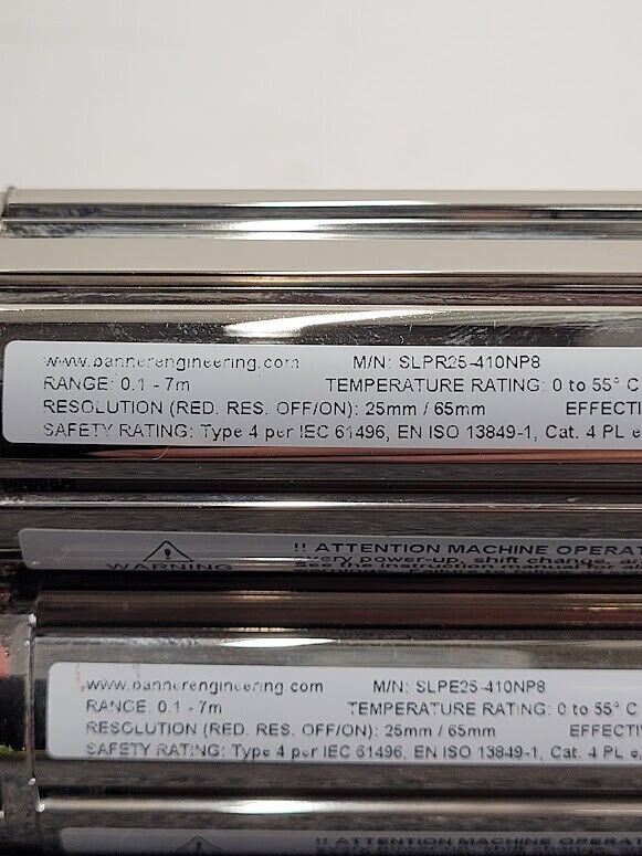 Banner SLPE25-410NP8 SLPR25-410NP8 Light Curtain Kit 410mm Long 0.1-7m Range 24V