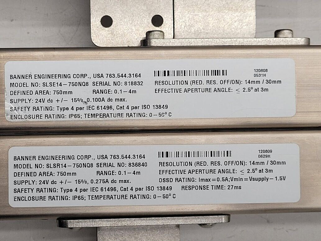 2 Pair (4 units) Banner EZ-Screen SLSR14-750NQ8 SLSE14-750NQ8 Parts or Repair