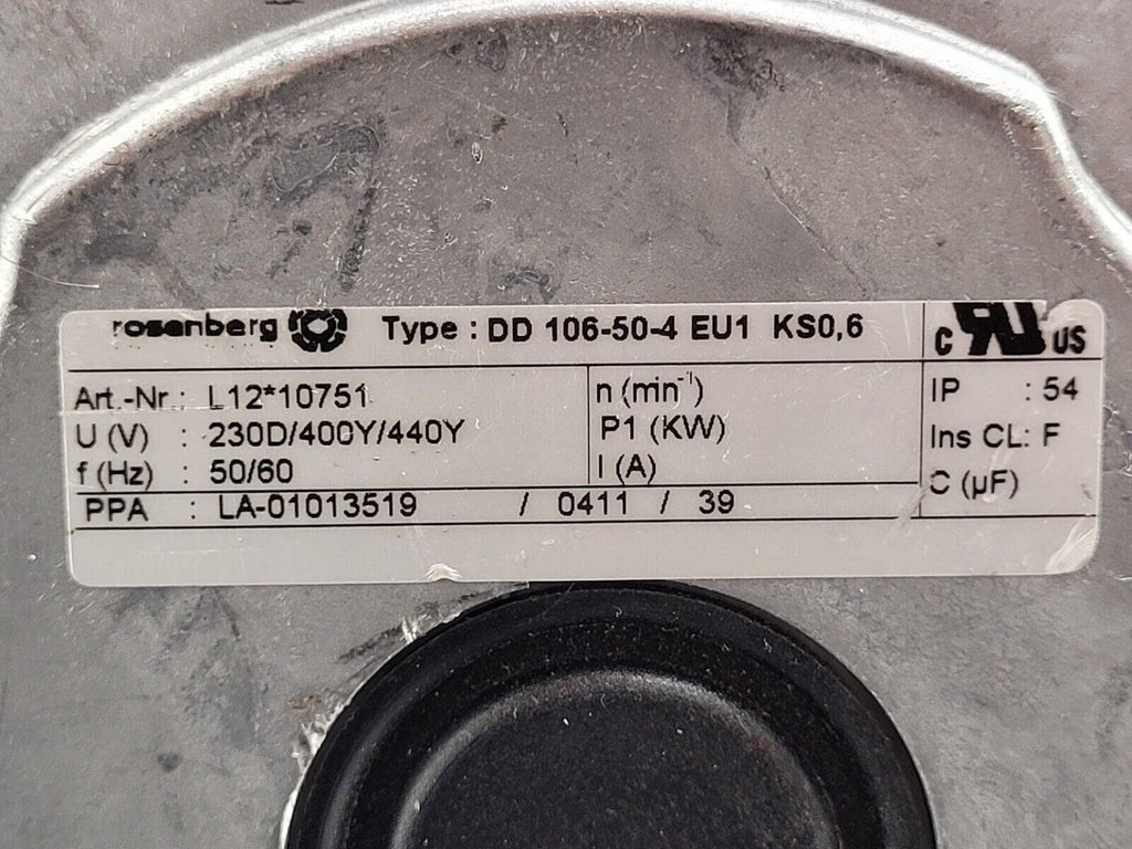 Rosenberg DD 106-50-4 EU1 KS0,6 Fan Motor Blower Assembly L12*10751
