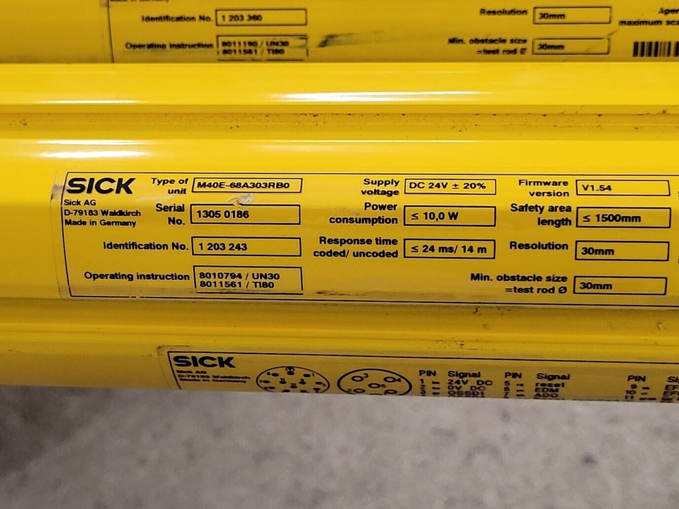 Pair Sick M4000 Light Curtain Safety Screen Sensor 24VDC 0-19m Scanning Range