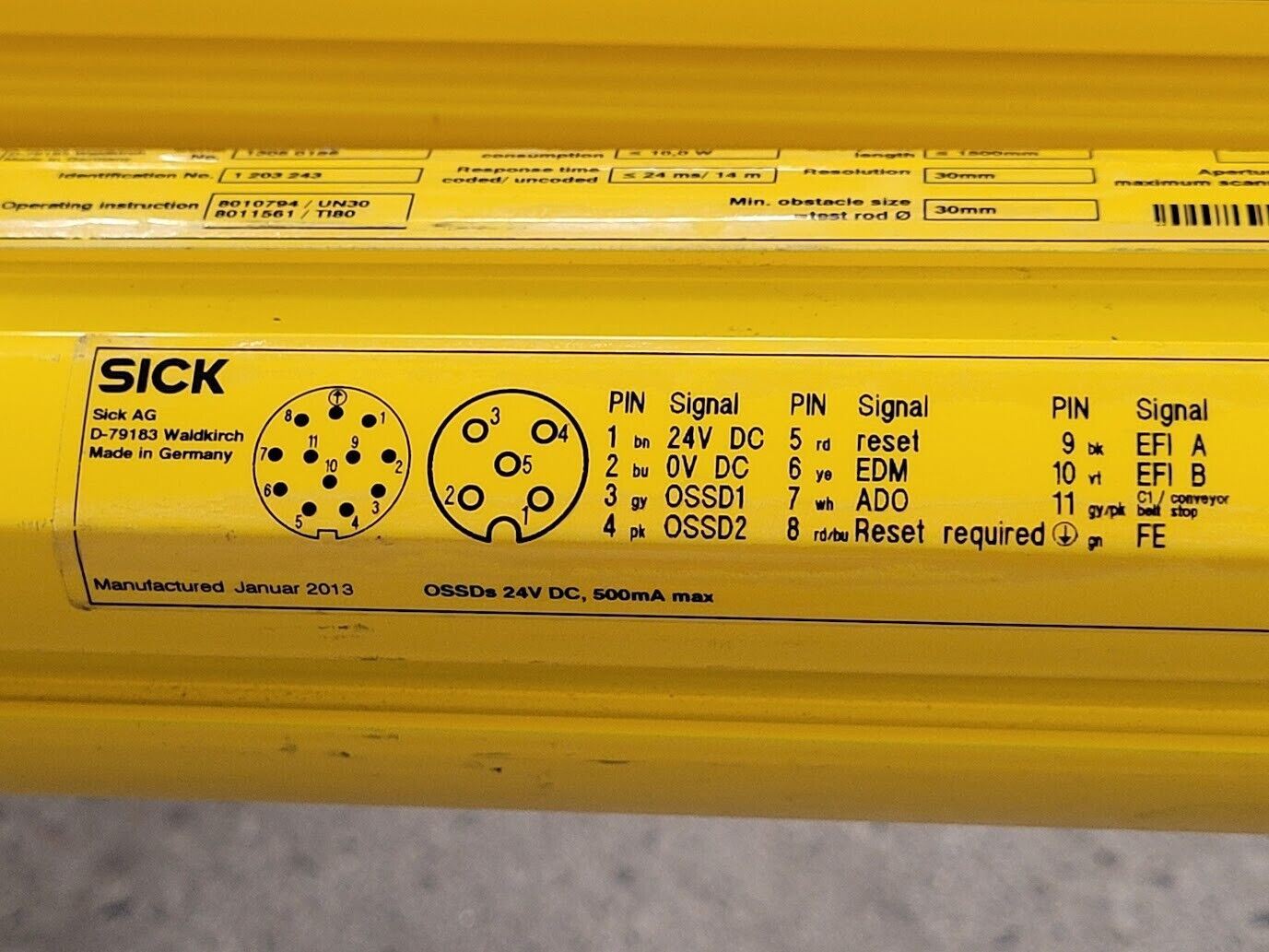 Pair Sick M4000 Light Curtain Safety Screen Sensor 24VDC 0-19m Scanning Range