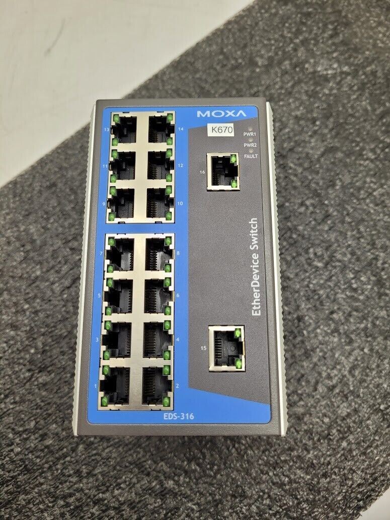 Moxa Industrial Network DIN RAIL Ethernet Switch EDS-316-T  Unmanaged 16 Port