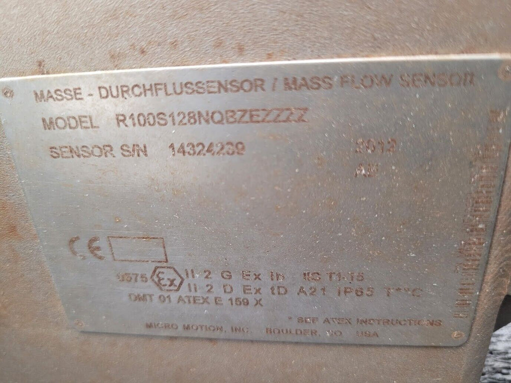Micro Motion Mass Flow Coriolis Meter Sensor R100S128NQBZEZZZZ w/ Transmitter 1"