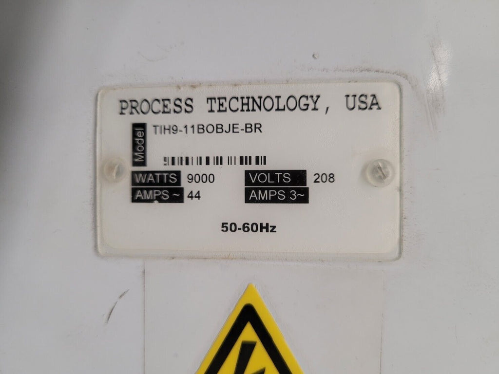 Process Technology Fluoropolymer In-Line Chemical Heater 9000W 9Kw 208V 1Ph 44A