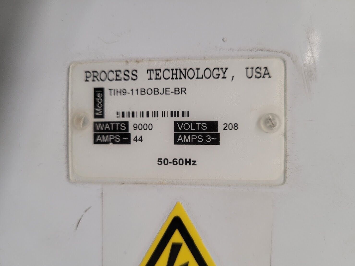 Process Technology Fluoropolymer In-Line Chemical Heater 9000W 9Kw 208V 1Ph 44A