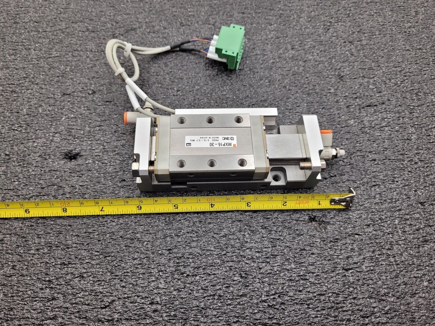 SMC MXP16-30 100PSI Linear Slide Guide Cylinder w/ D-M9N Sensors, Stops