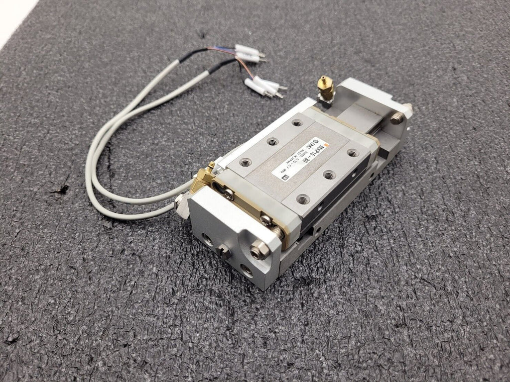 SMC MXP16-30 100PSI Linear Slide Guide Cylinder w/ D-M9N Sensors, Stops Unit B