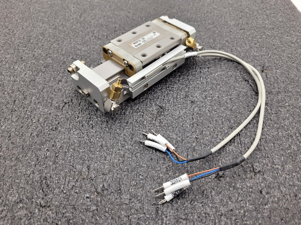 SMC MXP16-30 100PSI Linear Slide Guide Cylinder w/ D-M9N Sensors, Stops Unit B