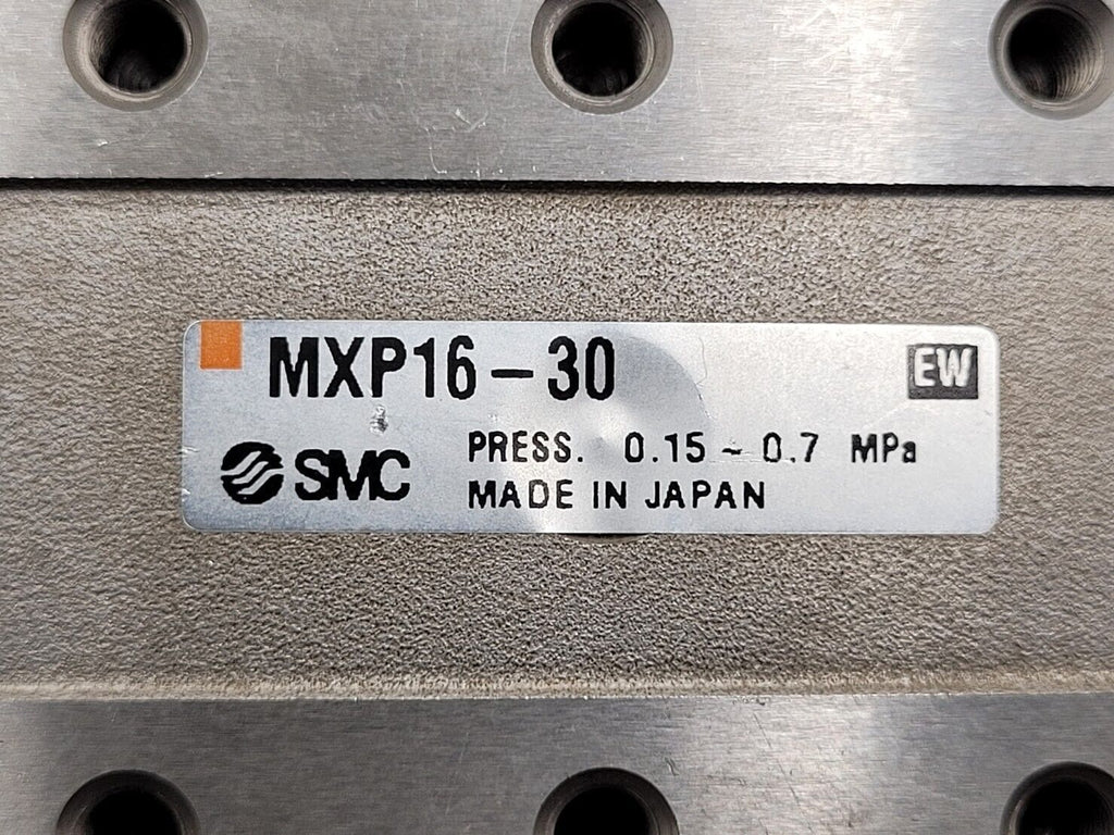 SMC MXP16-30 100PSI Linear Slide Guide Cylinder w/ D-M9N Sensors, Stops Unit B