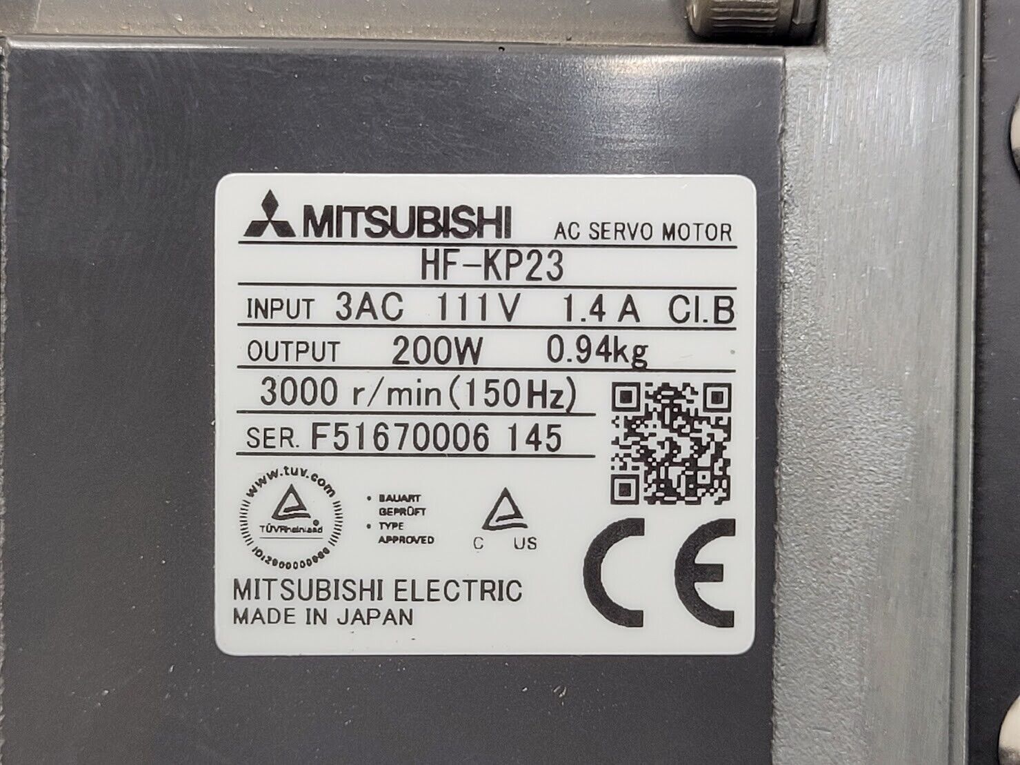 Mitsubishi 200W Servo Adjustable Width Control System HF-KP23 + MR-J3-20A Unit B