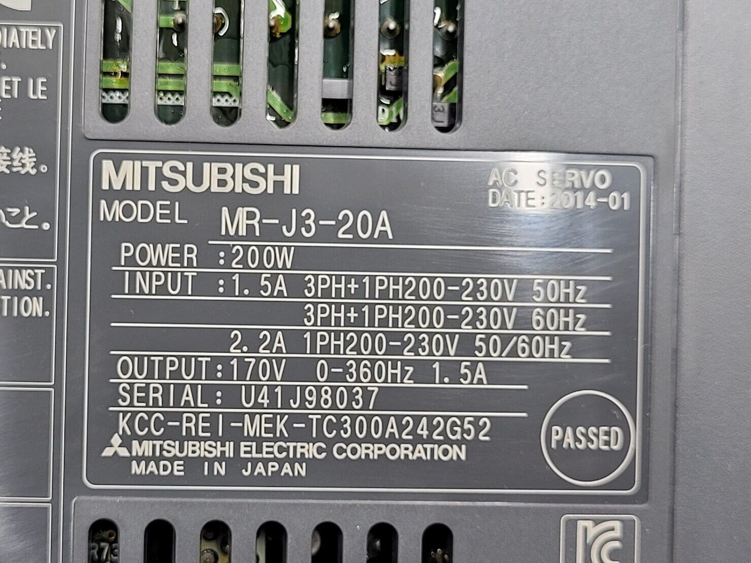 Mitsubishi 200W Servo Adjustable Width Control System HF-KP23 + MR-J3-20A Unit B