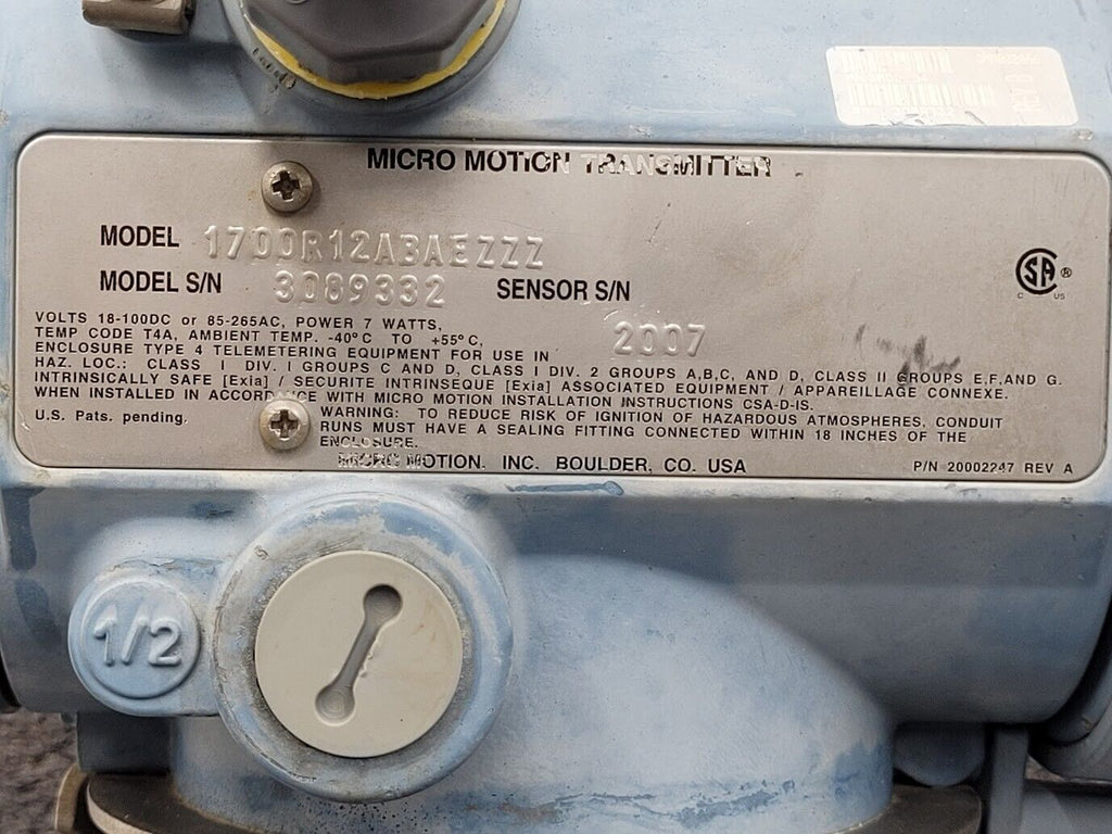 Micro Motion Mass Flow Coriolis Sensor T075T613SABZEZZZZ Transmitter 1/2" Unit B