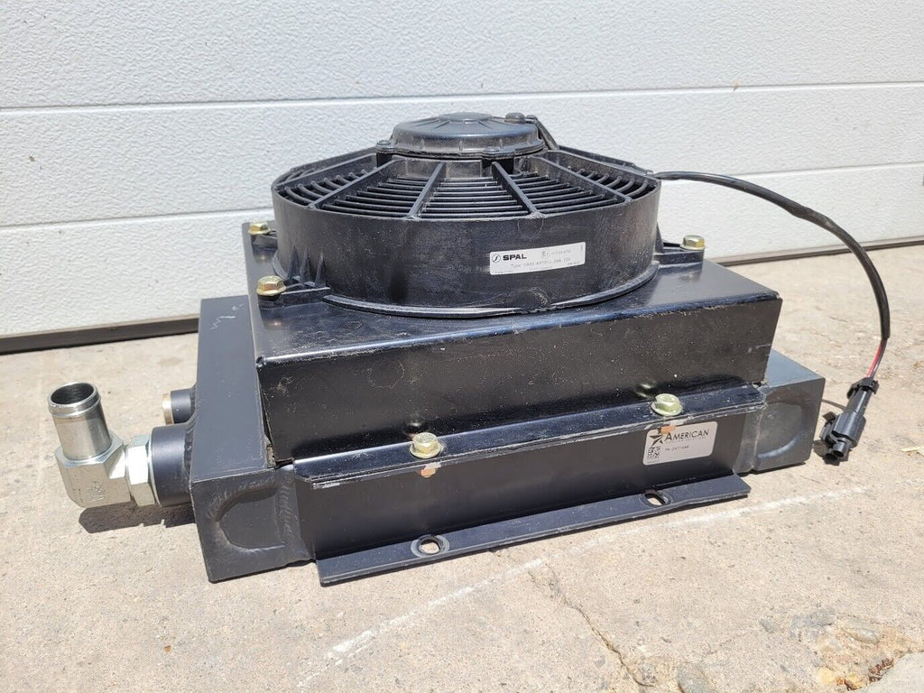American Cooling Systems Hydraulic Oil Cooler Radiator 24714AM + 12VDC Fan