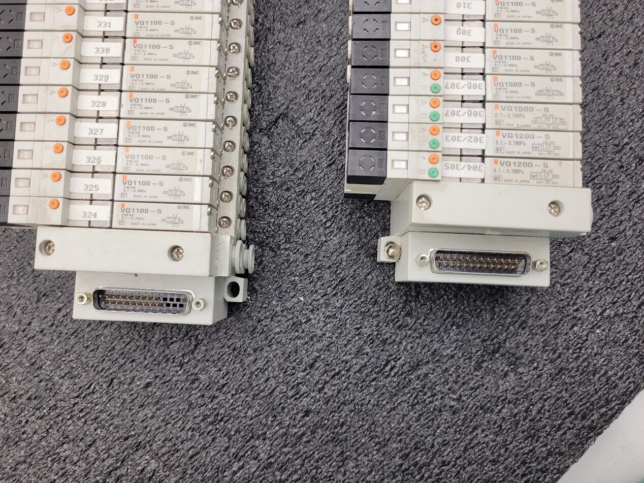 2x SMC Valve Block Solenoid Manifold VQ1200-5 VQ1100-5 24VDC 30 Valves Lot B