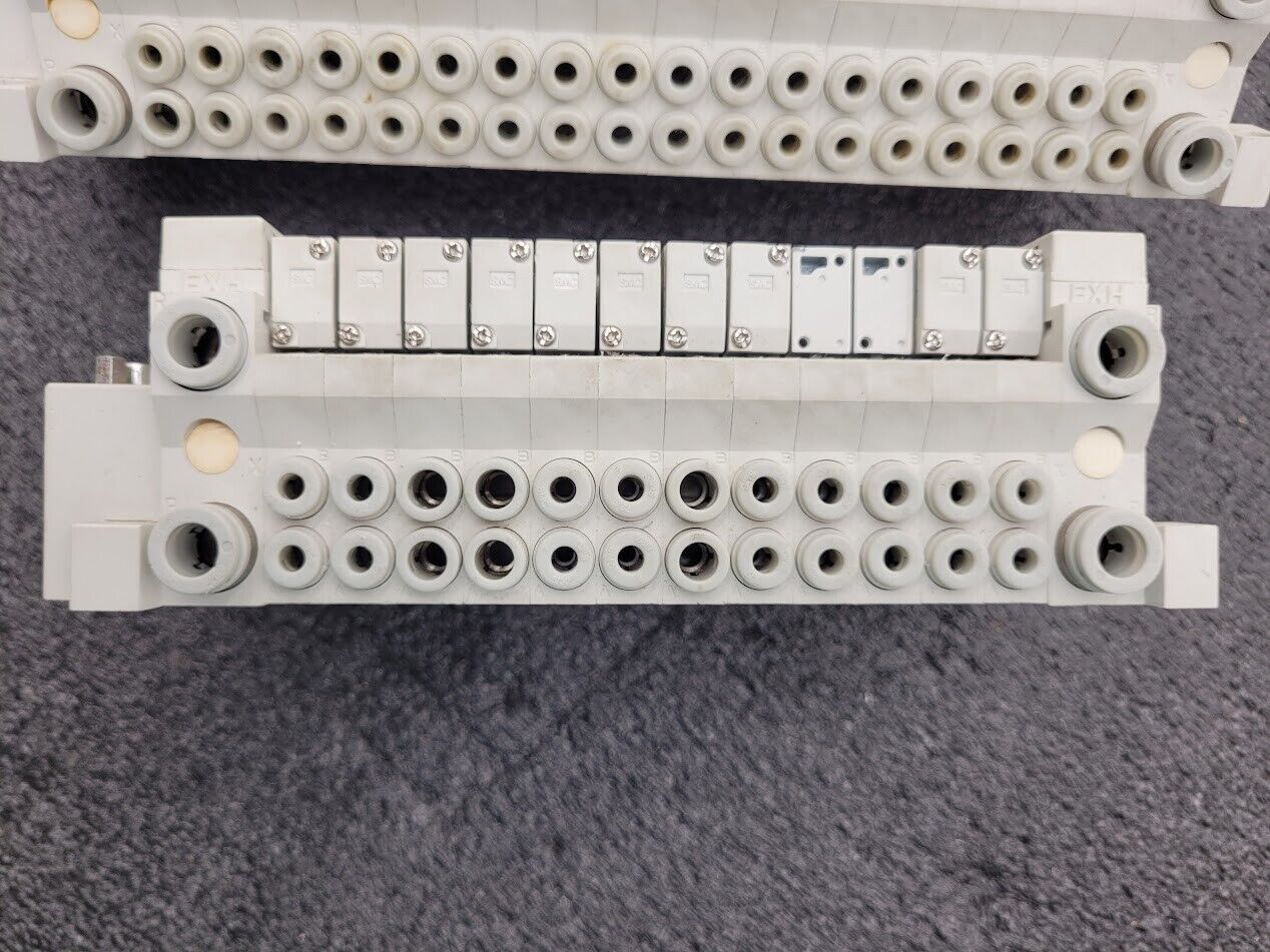 2x SMC Valve Block Solenoid Manifold VQ1200-5 VQ1100-5 24VDC 30 Valves Lot B