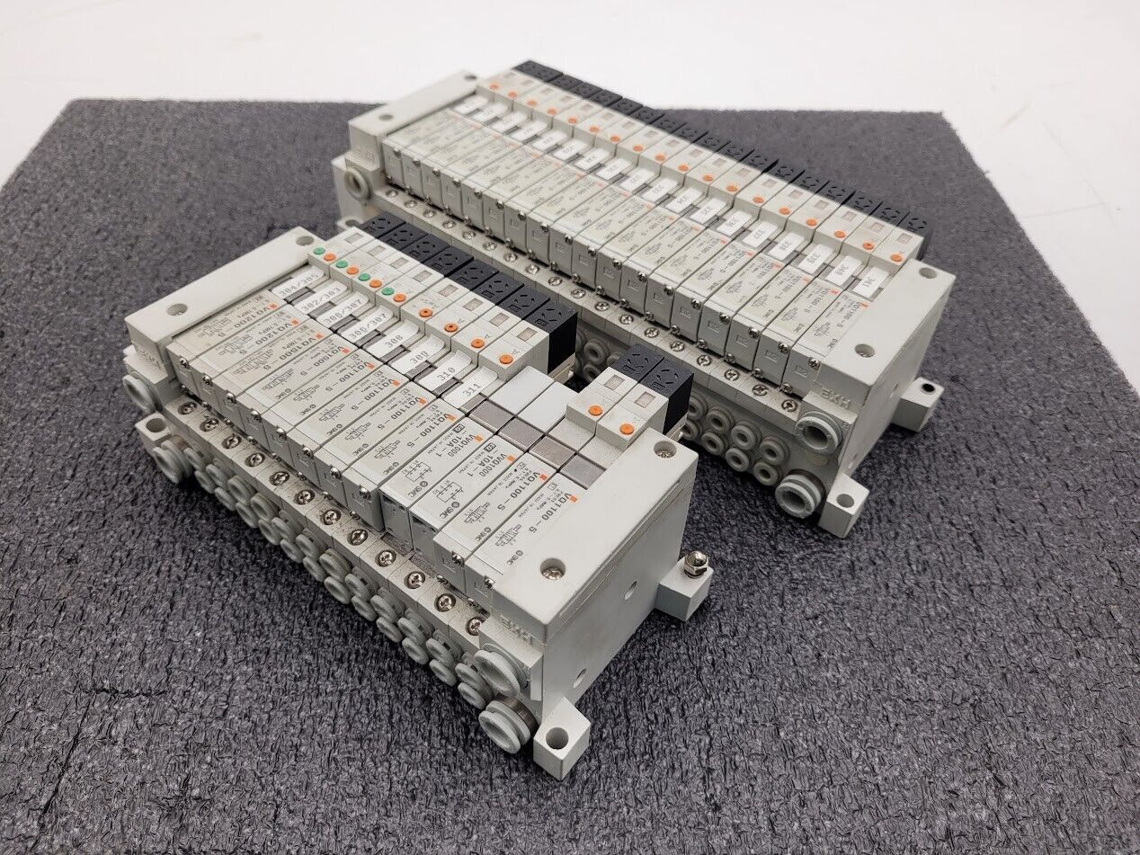 2x SMC Valve Block Solenoid Manifold VQ1200-5 VQ1100-5 24VDC 30 Valves Lot B