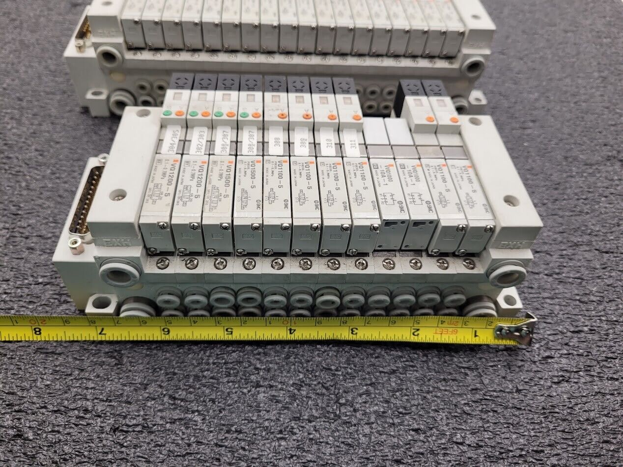 2x SMC Valve Block Solenoid Manifold VQ1200-5 VQ1100-5 24VDC 30 Valves Lot B