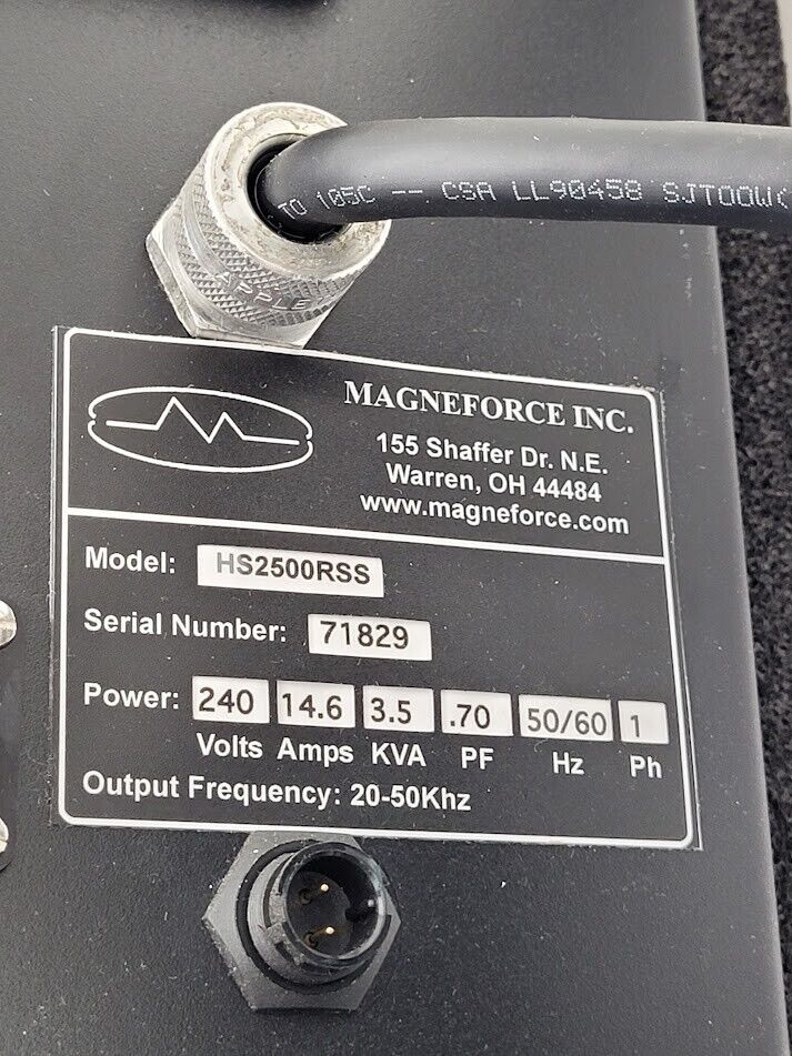Magneforce Induction Heating System HS2500RSS 22620 Head 10:1 Turn Transformer