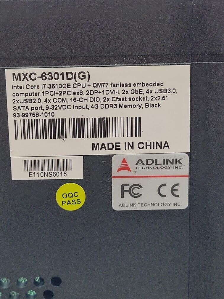 Adlink Technology MXC-6301D(G) Expandable Fanless Embedded Computer i7-3610E