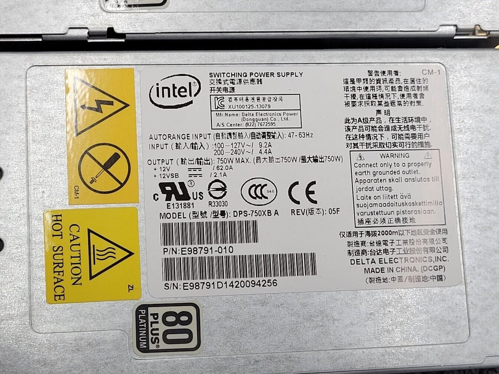 Lot of 4x Intel DPS-750XB A 750W 80+ Platinum Redundant Server Power Supply