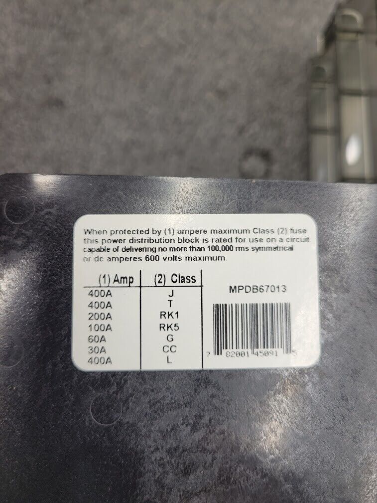 MPDB67013 3-pole 350-6 in (2) 2/0-6, (2) 8-14 out 1000V 3-Phase 250A AL 310A