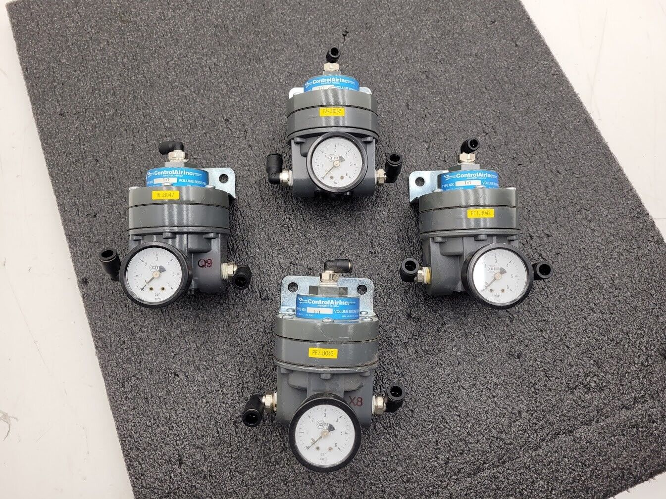 Lot of 4x ControlAir Type 600 Volume Booster 1:1 Ratio 250psi 1/4" NPT Ports