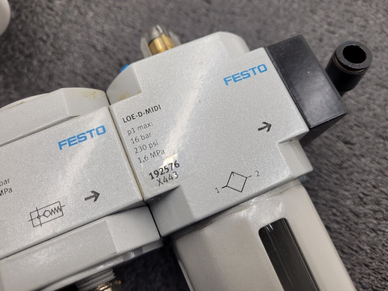 Lot of 2x Festo Air Pneumatic Solenoid On/Off Piston Gate Shut Off + Lubricator