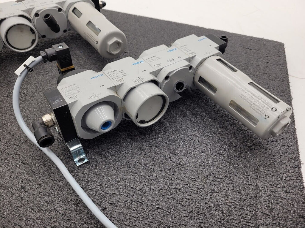 Lot of 2x Festo Air Pneumatic Solenoid On/Off Piston Gate Shut Off + Lubricator