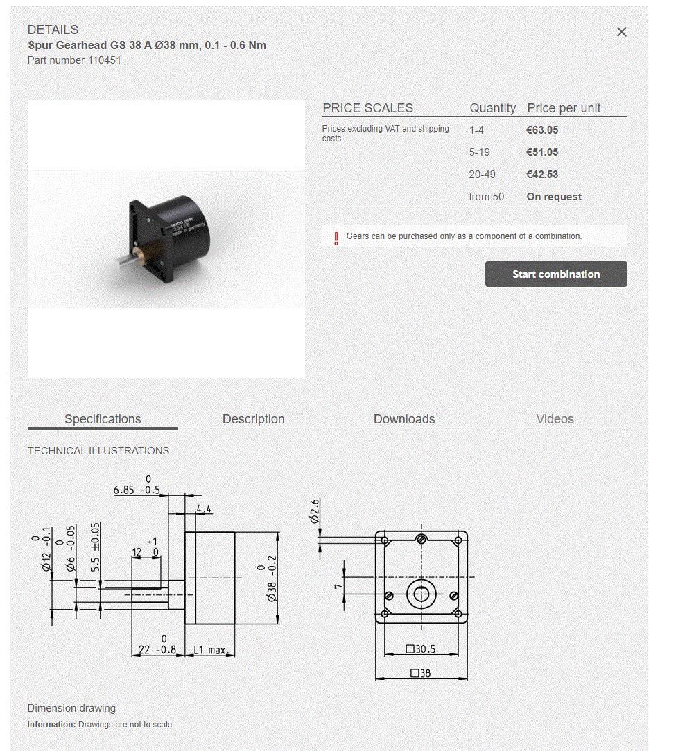 Maxon DC Gearmotor 248742 24VDC 15W 6:1 Gearhead 6000RPM 6mm Output Shaft