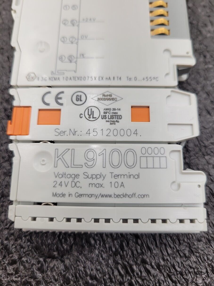 Beckhoff KL9100 Voltage Supply Terminal 24VDC 10A