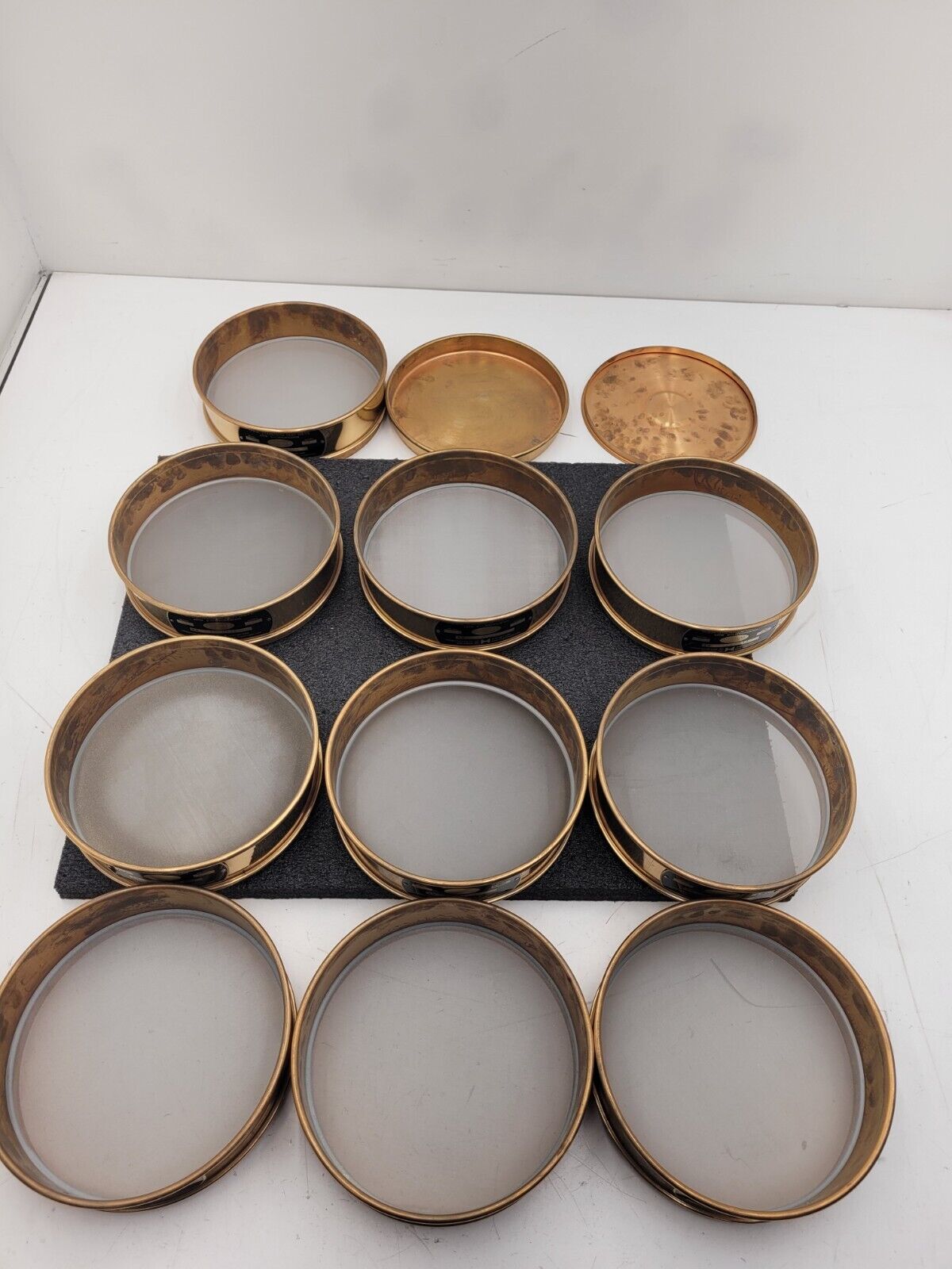 Lot of 10x Hogentogler U.S.A. Standard Test Sieve ASTM E-11 20um - 150um +Covers