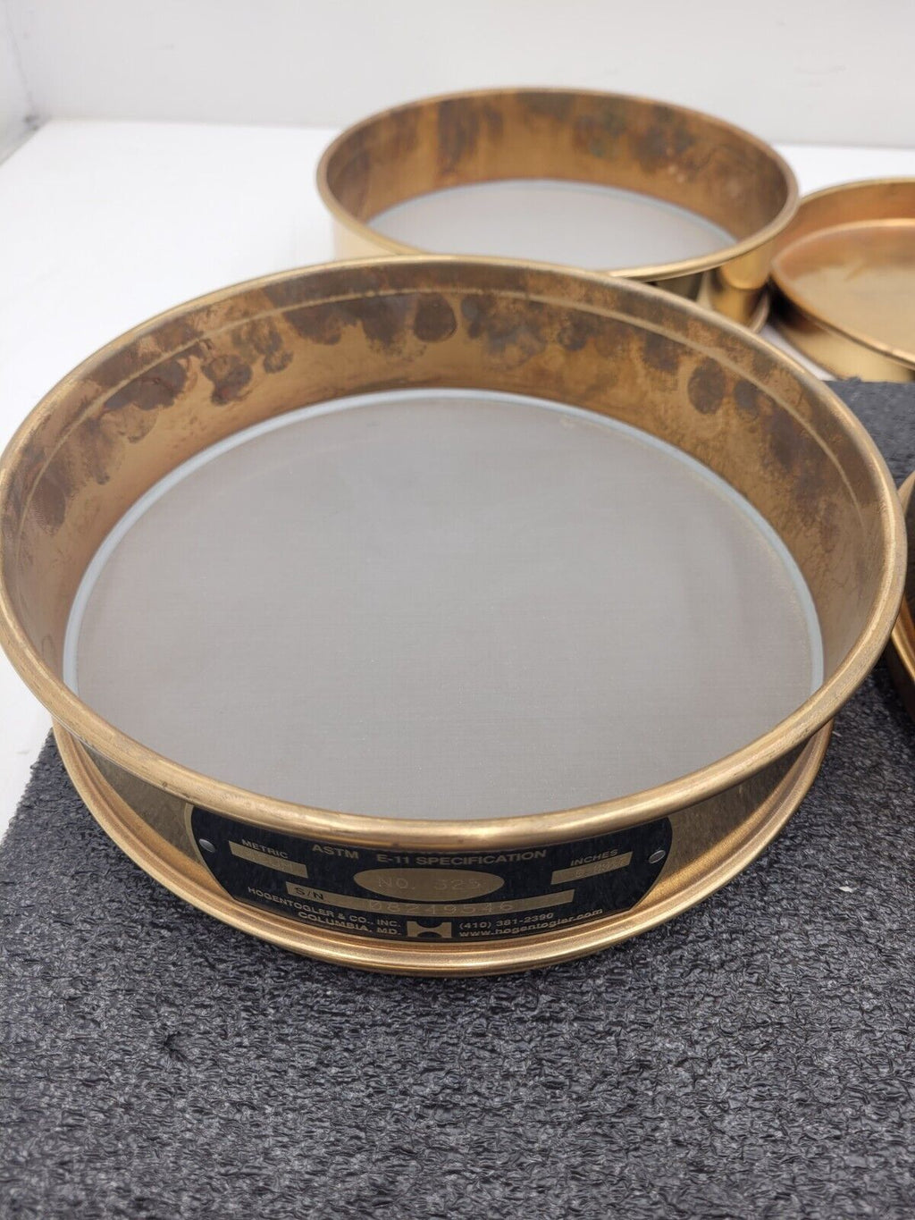 Lot of 10x Hogentogler U.S.A. Standard Test Sieve ASTM E-11 20um - 150um +Covers