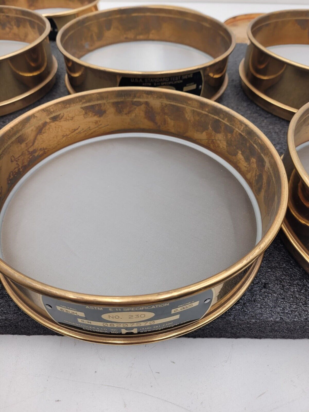 Lot of 10x Hogentogler U.S.A. Standard Test Sieve ASTM E-11 20um - 150um +Covers