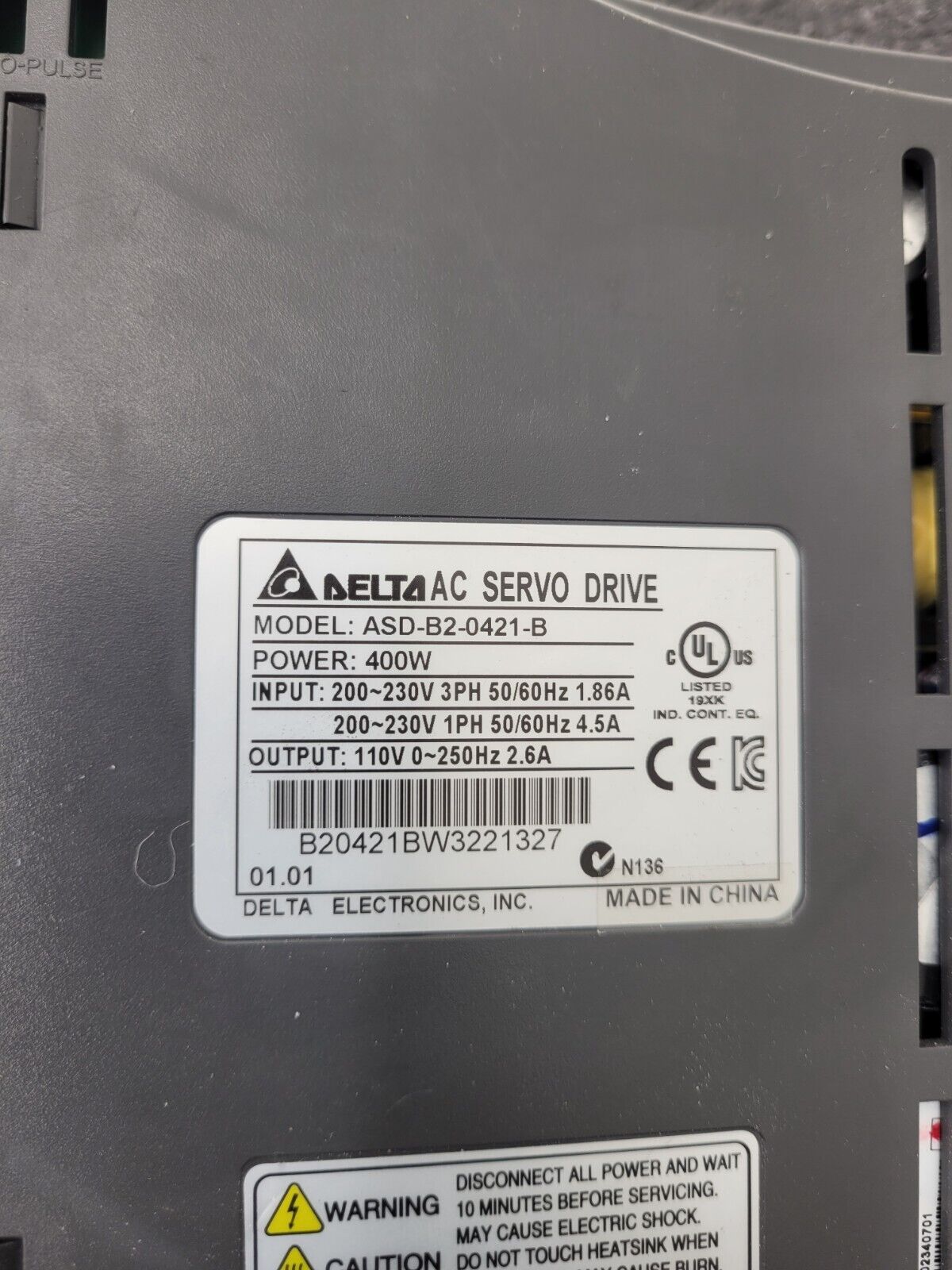 Delta ECMA-C20604RS Servo ASD-B2-0421-B 400W Drive Apex AD090-P1 100:1 Ratio