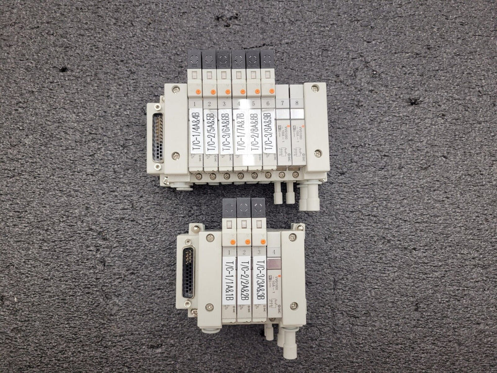 2x SMC Pneumatic Valve Block Solenoid Manifold 24VDC 12 Valves Total Lot E