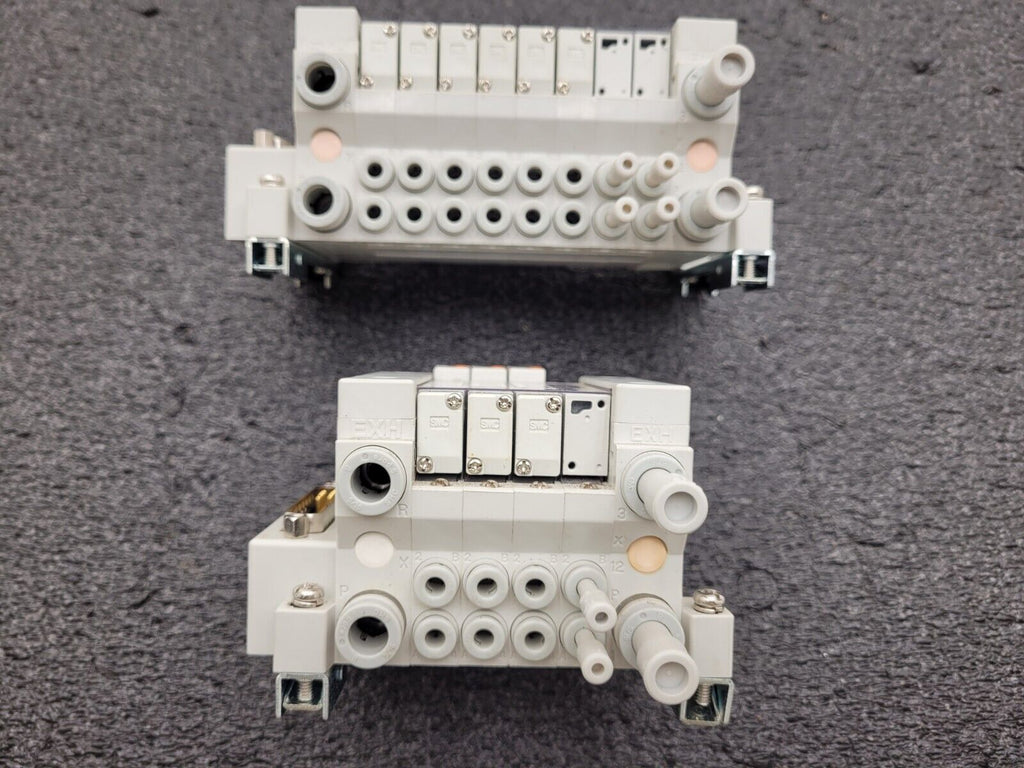 2x SMC Pneumatic Valve Block Solenoid Manifold 24VDC 12 Valves Total Lot E