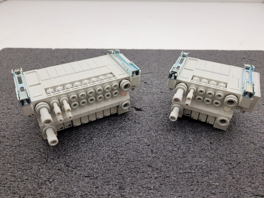 2x SMC Pneumatic Valve Block Solenoid Manifold 24VDC 12 Valves Total Lot E