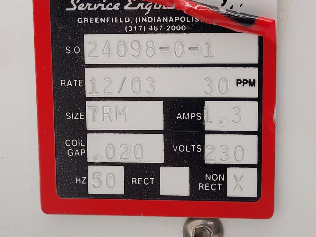Service Engineering Corp Vibratory Bowl Linear Parts Feeder 24098 230VAC 8x5mm