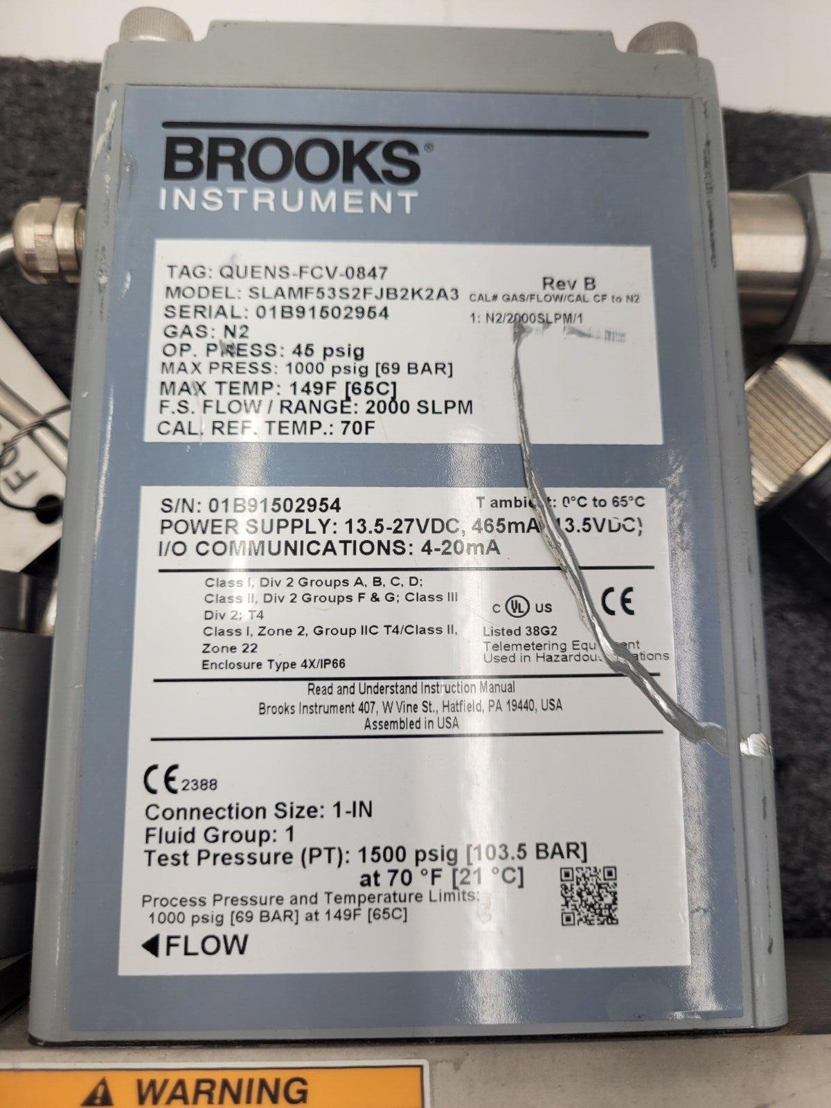 Brooks Thermal Mass Flow SlamF Series Flow Meter SLAMF53S2FJB2K2A3 N2 2000 SLPM