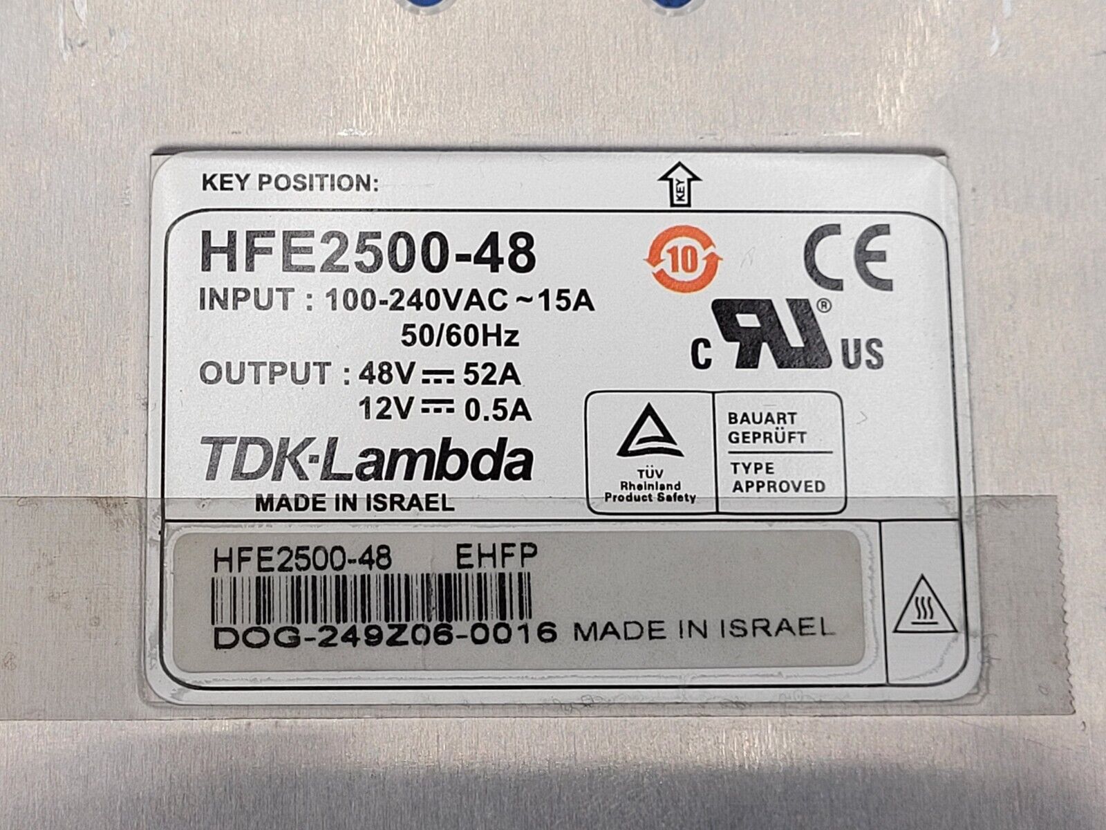 Lot of 3 TDK Lambda Power Supply HFE2500-48 48V 52A 12V 0.5A Output Working Pull