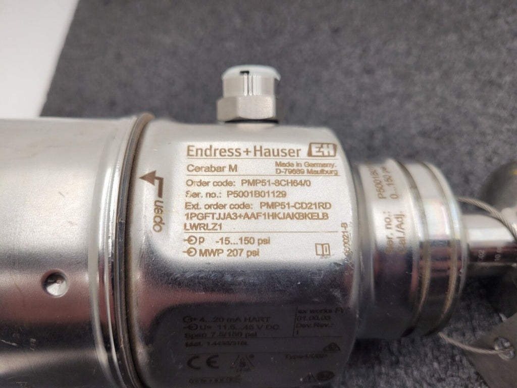 Endress & Hauser Cerabar M PMP51-8CH64/0 Pressure Sensor Transmitter -15 -150PSI