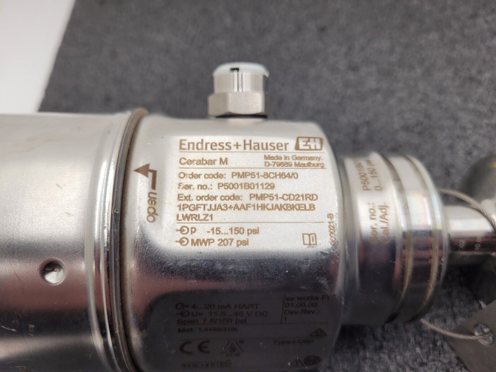 Endress & Hauser Cerabar M PMP51-8CH64/0 Pressure Sensor Transmitter -15 -150PSI