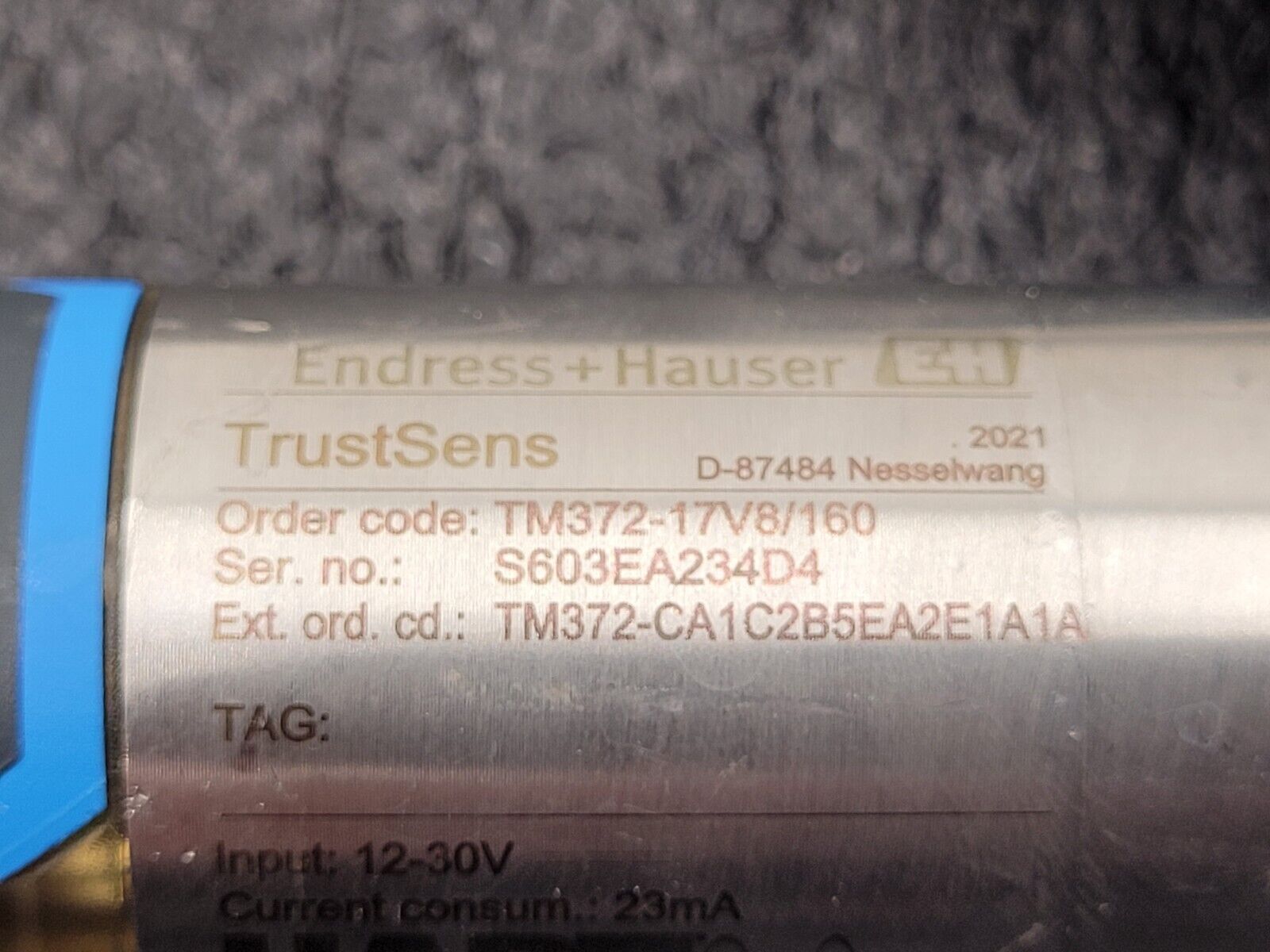 Endress & Hauser TM372-17V8/160 TM372-CA1C2B5EA2E1A Temperature Sensor TrustSens