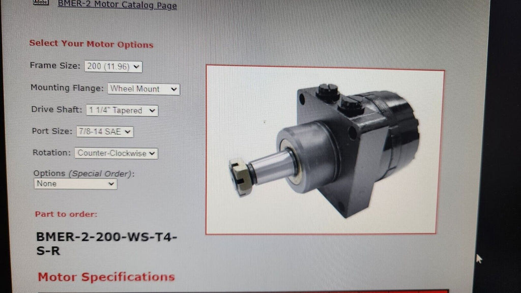 Dynamic Fluid Components BMER-2-200-WS-T4-S-R Hydraulic Wheel Motor 11.96 cu in