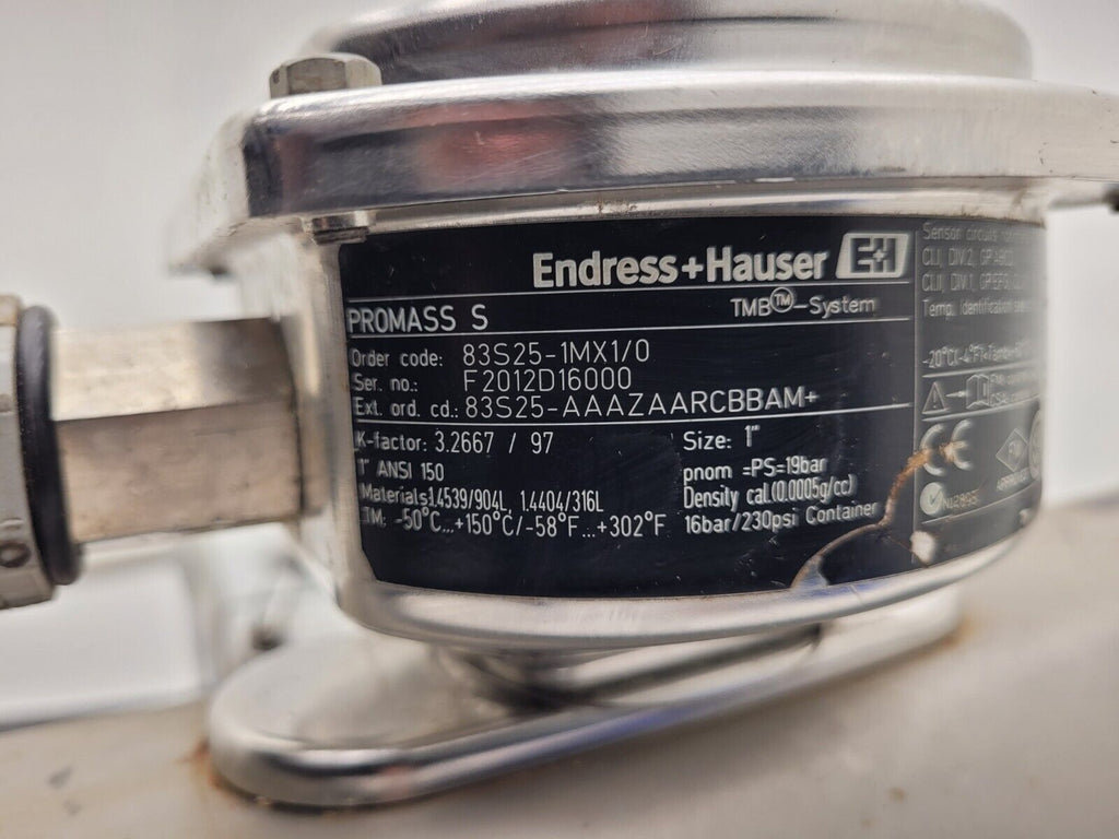 Endress+Hauser PROMASS S Mass Flowmeter 83S25-1MX1/0 Flow Controller +XMTR B